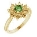 Pink Tourmaline Ring in 14 Karat Yellow Gold 5 mm Round Green Tourmaline & .375 Carat Diamond Ring