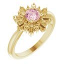 Pink Morganite Ring in 14 Karat Yellow Gold 5 mm Round Pink Morganite & 3/8 Carat Diamond Ring