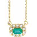 Genuine Emerald Necklace in 14 Karat Yellow Gold 5x3 mm Emerald Emerald & 1/8 Carat Diamond 16