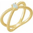 Natural Opal Ring in 14 Karat Yellow Gold 5x3 mm Opal Criss-Cross Rope Ring