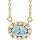 Genuine Aquamarine Necklace in 14 Karat Yellow Gold 5x3 mm Oval Aquamarine & .05 Carat Diamond 16