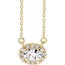 Genuine Sapphire Necklace in 14 Karat Yellow Gold 5x3 mm Oval White Sapphire & .05 Carat Diamond 18