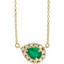 Genuine Emerald Necklace in 14 Karat Yellow Gold 5x3 mm Pear Emerald & 1/8 Carat Diamond 16