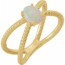 Natural Opal Ring in 14 Karat Yellow Gold 7x5 mm Opal Criss-Cross Rope Ring