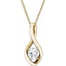 Created Moissanite Necklace in 14 Karat Yellow Gold 7x5 mm Oval Forever One™ Moissanite 16-18