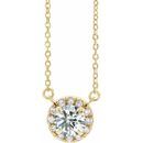 White Diamond Necklace in 14 Karat Yellow Gold 9/10 Carat Diamond 16