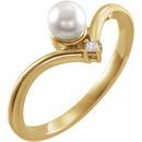 White Akoya Pearl Ring in 14 Karat Yellow Gold Akoya Cultured Pearl & .025 Carat Diamond Ring