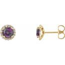 Genuine Alexandrite Earrings in 14 Karat Yellow Gold Alexandrite & 1/8 Carat Diamond Earrings
