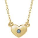 Genuine Alexandrite Necklace in 14 Karat Yellow Gold Alexandrite Heart 16