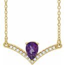 Genuine Amethyst Necklace in 14 Karat Yellow Gold Amethyst & .06 Carat Diamond 16