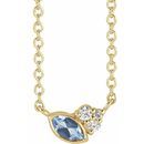 Genuine Aquamarine Necklace in 14 Karat Yellow Gold Aquamarine & .03 Carat Diamond 18