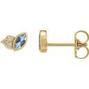 Genuine Aquamarine Earrings in 14 Karat Yellow Gold Aquamarine & .05 Carat Diamond Earrings