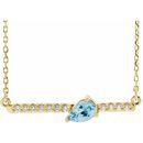 Genuine Aquamarine Necklace in 14 Karat Yellow Gold Aquamarine & 1/10 Carat Diamond 16