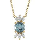 Genuine Aquamarine Necklace in 14 Karat Yellow Gold Aquamarine & 1/4 Carat Diamond 16-18