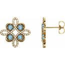 Genuine Aquamarine Earrings in 14 Karat Yellow Gold Aquamarine & 1/4 Carat Diamond Earrings