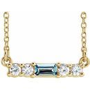 Genuine Aquamarine Necklace in 14 Karat Yellow Gold Aquamarine & 1/5 Carat Diamond 16