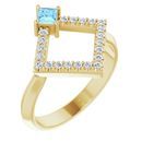 Genuine Aquamarine Ring in 14 Karat Yellow Gold Aquamarine & 1/5 Carat Diamond Geometric Ring