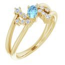Genuine Aquamarine Ring in 14 Karat Yellow Gold Aquamarine & 1/8 Carat Diamond Bypass Ring