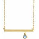 Genuine Aquamarine Necklace in 14 Karat Yellow Gold Aquamarine Bezel-Set 16