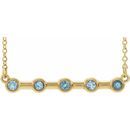 Genuine Aquamarine Necklace in 14 Karat Yellow Gold Aquamarine Bezel-Set Bar 16