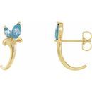 Genuine Aquamarine Earrings in 14 Karat Yellow Gold Aquamarine Floral-Inspired J-Hoop Earrings