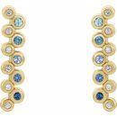 Multi-Gemstone Earrings in 14 Karat Yellow Gold Genuine Multi-Gemstone & 1/10 Carat Diamond Bezel-Set Bar Earrings