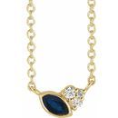 Genuine Sapphire Necklace in 14 Karat Yellow Gold Genuine Sapphire & .03 Carat Diamond 18