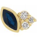 Genuine Sapphire Earrings in 14 Karat Yellow Gold Genuine Sapphire & .03 Carat Diamond Left Earring