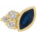 Genuine Sapphire Earrings in 14 Karat Yellow Gold Genuine Sapphire & .03 Carat Diamond Right Earring