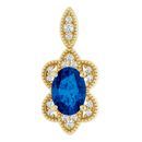 Genuine Sapphire Pendant in 14 Karat Yellow Gold Genuine Sapphire & .06 Carat Diamond Pendant