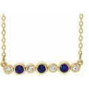 Genuine Sapphire Necklace in 14 Karat Yellow Gold Genuine Sapphire & .08 Carat Diamond Bezel-Set Bar 16-18