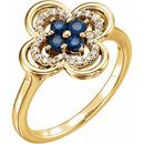Genuine Sapphire Ring in 14 Karat Yellow Gold Genuine Sapphire & 1/10 Carat Diamond Ring