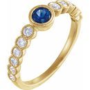 Genuine Sapphire Ring in 14 Karat Yellow Gold Genuine Sapphire & 1/2 Carat Diamond Ring