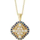 White Diamond Necklace in 14 Karat Yellow Gold Genuine Sapphire & 1/3 Carat Diamond 16-18