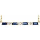 Genuine Sapphire Necklace in 14 Karat Yellow Gold Genuine Sapphire & 1/5 Carat Diamond Bar 16-18