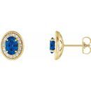 Genuine Sapphire Earrings in 14 Karat Yellow Gold Genuine Sapphire & 1/5 Carat Diamond Halo-Style Earrings