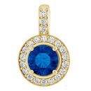 Genuine Sapphire Pendant in 14 Karat Yellow Gold Genuine Sapphire & 1/5 Carat Diamond Pendant