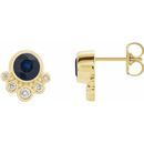 Genuine Sapphire Earrings in 14 Karat Yellow Gold Genuine Sapphire & 1/8 Carat Diamond Earrings