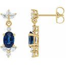 Genuine Sapphire Earrings in 14 Karat Yellow Gold Genuine Sapphire & 3/8 Carat Diamond Earrings