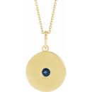 Genuine Sapphire Necklace in 14 Karat Yellow Gold Genuine Sapphire Disc 16-18