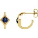 Genuine Sapphire Earrings in 14 Karat Yellow Gold Genuine Sapphire Geometric Hoop Earrings