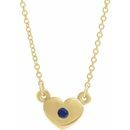 Genuine Sapphire Necklace in 14 Karat Yellow Gold Genuine Sapphire Heart 16