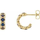 Genuine Sapphire Earrings in 14 Karat Yellow Gold Genuine Sapphire Hoop Earrings