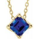 Genuine Sapphire Necklace in 14 Karat Yellow Gold Genuine Sapphire Solitaire 16-18