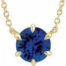 Genuine Sapphire Necklace in 14 Karat Yellow Gold Genuine Sapphire Solitaire 18