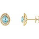Genuine Zircon Earrings in 14 Karat Yellow Gold Genuine Zircon & 1/5 Carat Diamond Halo-Style Earrings