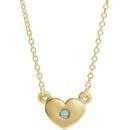 Genuine Zircon Necklace in 14 Karat Yellow Gold Genuine Zircon Heart 16