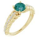 Chatham Created Alexandrite Ring in 14 Karat Yellow Gold Chatham Created Alexandrite & 1/8 Carat Diamond Ring
