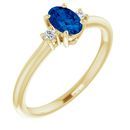 Genuine Chatham Created Sapphire Ring in 14 Karat Yellow Gold Chatham Created Genuine Sapphire & .04 Carat Diamond Ring