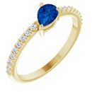 Genuine Chatham Created Sapphire Ring in 14 Karat Yellow Gold Chatham Created Genuine Sapphire & 1/6 Carat Diamond Ring